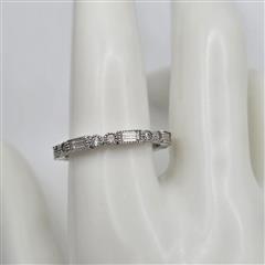 925 Sterling Silver Round & Baguette CZ Eternity Stacking Ring Band Size 10.25